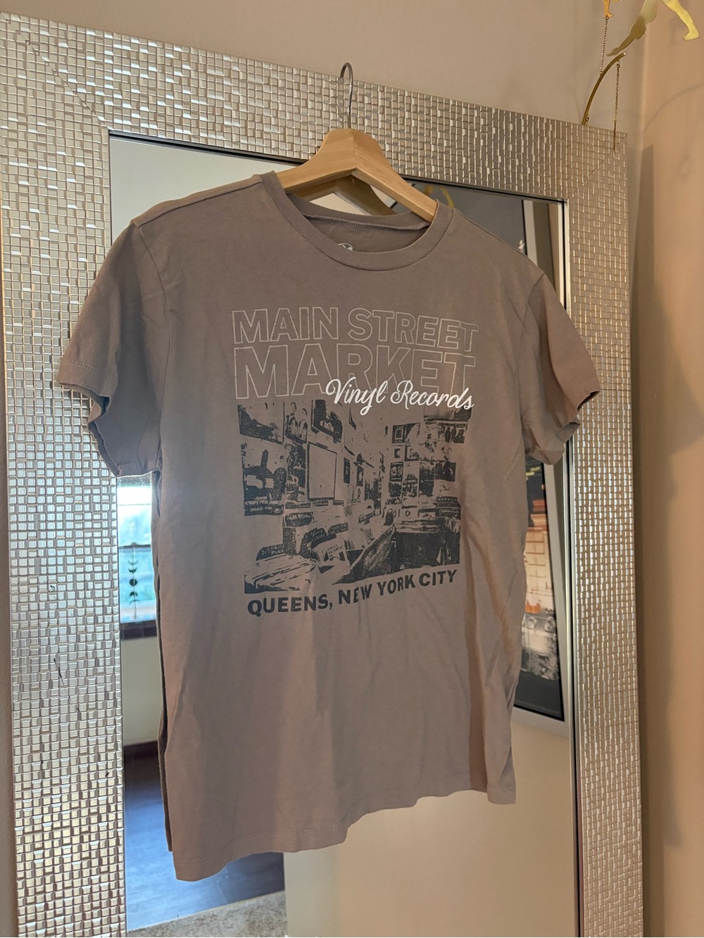 Main Street Market Vinyl Records Graphic Tee - Taupe